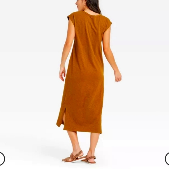 Boho Sleeveless Orange Knit Dress - Size M - Picture 5 of 6